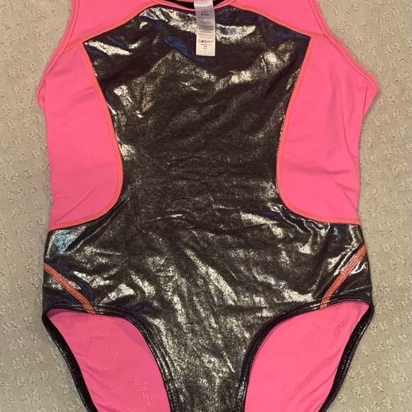 Pink and Silver Kids Iviva Size 14 One Piece Leotard - Picture 1 of 4